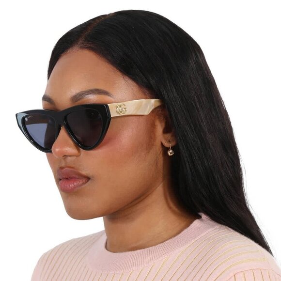 New Gucci Blue Cat Eye Ladies Sunglasses GG1333S 004 58 GG1333S 004 58  Women  S - Picture 2 of 7